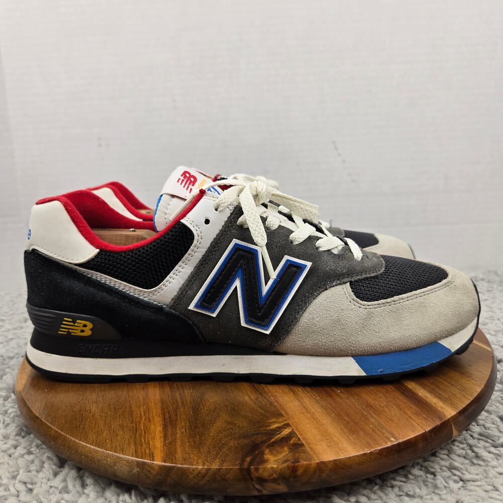 New Balance Mens 11D 574 Black Grey Royal Casual Classic Daily Sneaker ML574LB2 - Picture 3 of 13